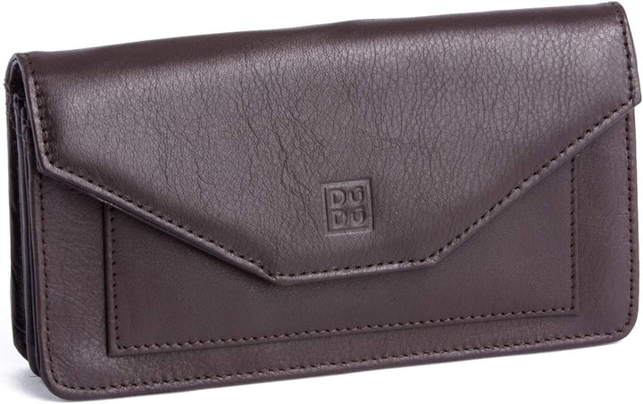 Demenbrieftasche Etui Portemonnaie aus echtem Vollnarben-Kalbsleder mit Münzfach und Druckknopf von