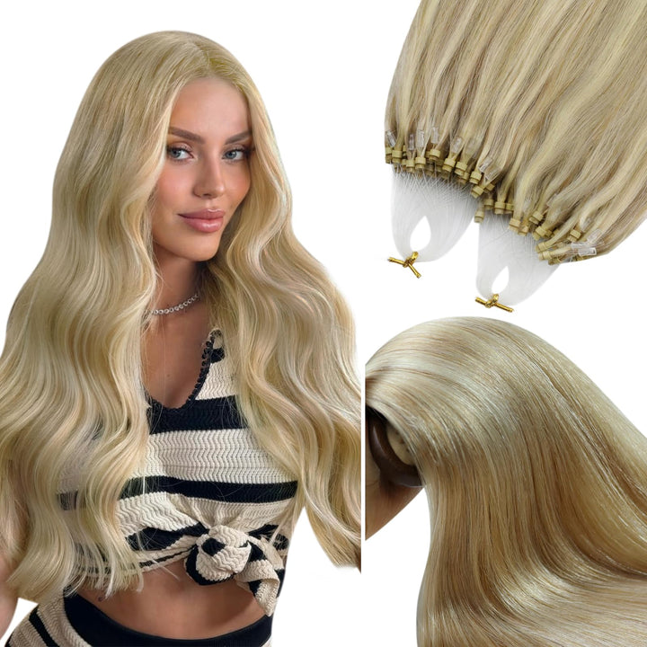 YoungSee Microring Extensions Echthaar Blond Micro Loop Extensions Echthaar 35cm Microring Extension