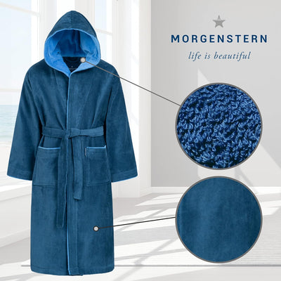 Morgenstern Bademantel Kinder & Teenager I Kapuze I 100% Baumwolle I Frottee Velours I Lang 134-140