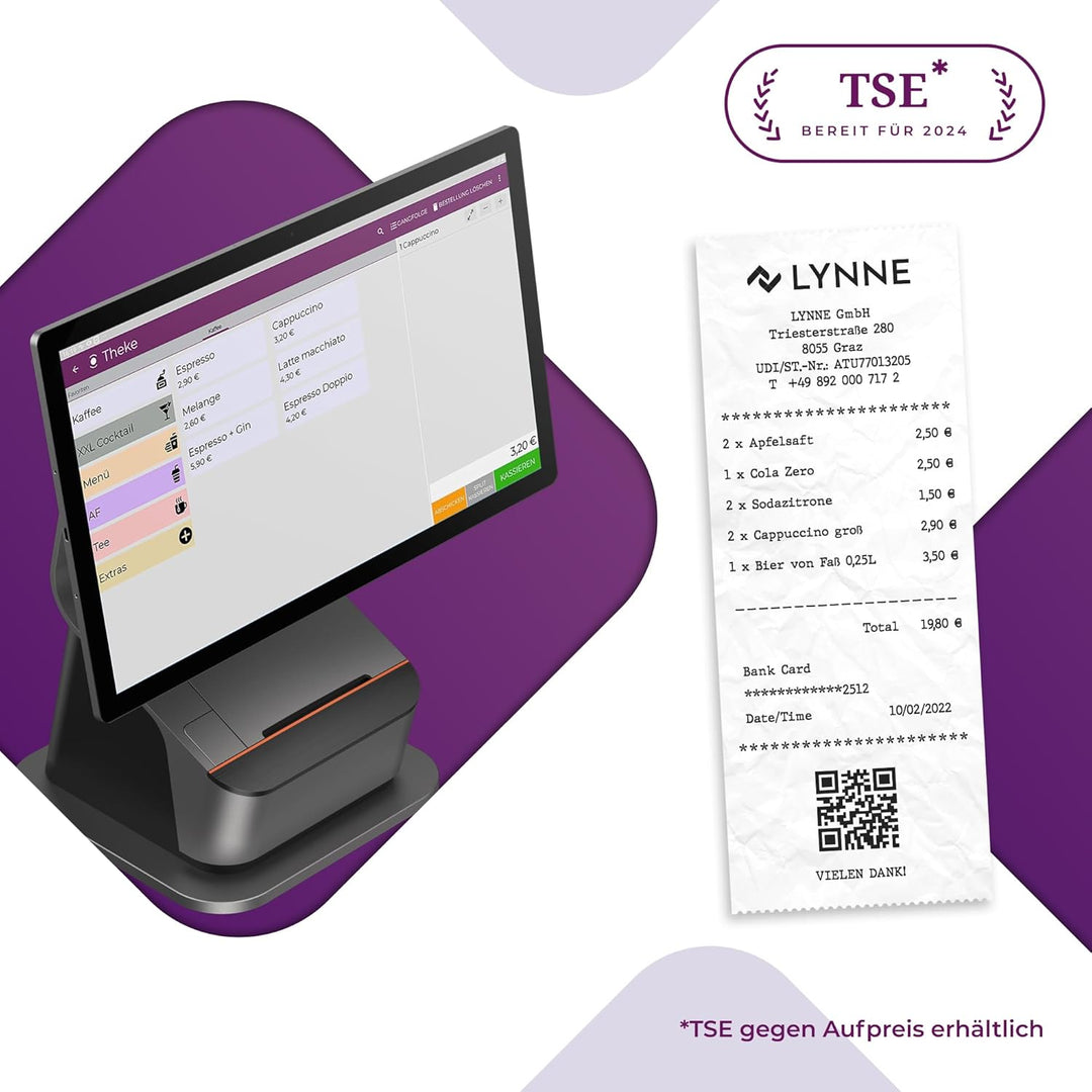 Registrierkasse Kassensystem - Finanzamtkonform 2022 - TSE ready - integrierter Bondrucker - Gastron