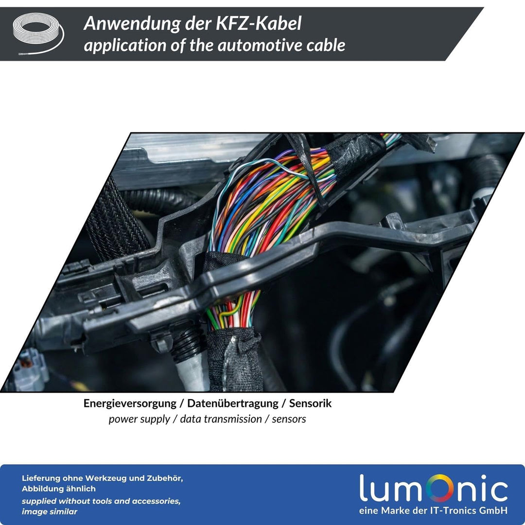 100m FLRY Fahrzeugleitung Rot 0,35mm² rund Kabel Litze KFZ Stromkabel