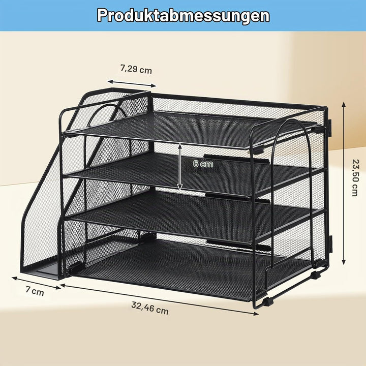 4-Trays Desktop File Organizer, Mesh Office Desk Supplies Organizer Dokument Brieffachhalter mit Sch