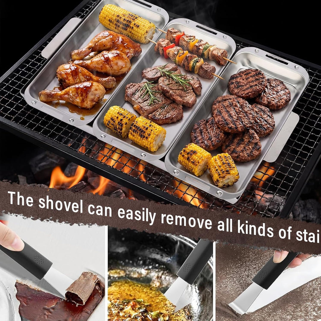 Edelstahl Grillpfännchen 4-teilig Set, Vielseitige Grillschalen für Gas-, Holzkohle- & Ofengrill, Un