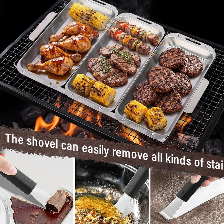 Edelstahl Grillpfännchen 4-teilig Set, Vielseitige Grillschalen für Gas-, Holzkohle- & Ofengrill, Un