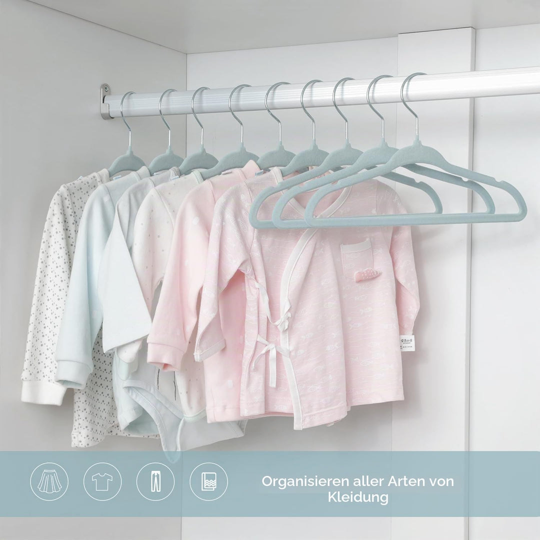 ManGotree Baby-Kleiderbügel aus Samt, Kleinkind-Kinderbügel mit Drehbarem Haken, Gekerbtes Schulter