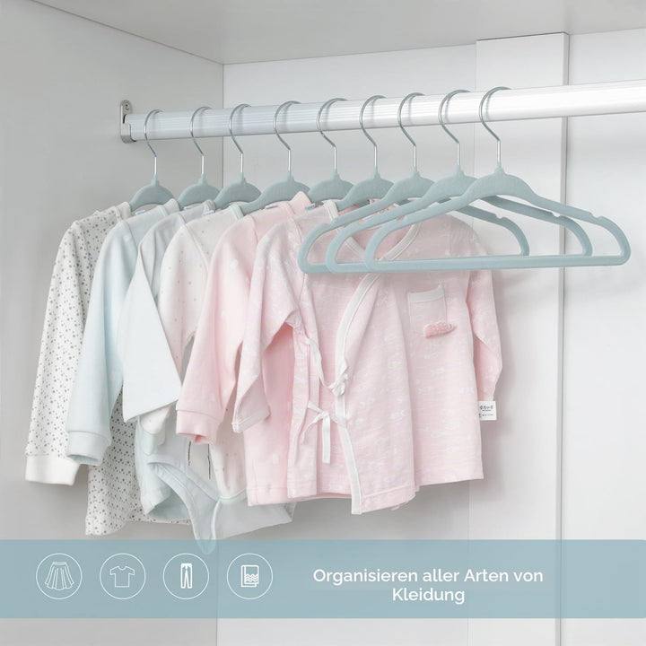 ManGotree Baby-Kleiderbügel aus Samt, Kleinkind-Kinderbügel mit Drehbarem Haken, Gekerbtes Schulter