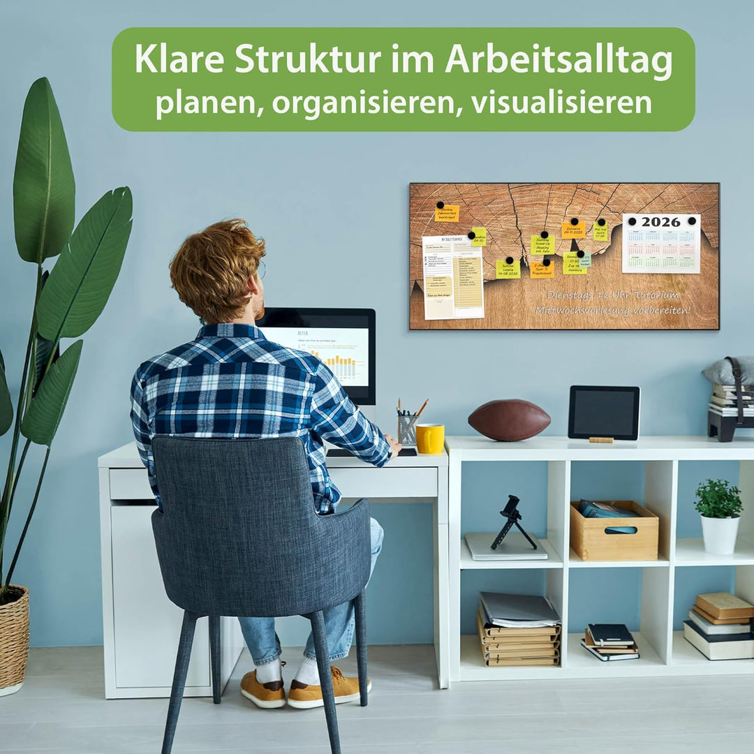 banjado Magnettafel schwarz 78 x 37cm / Magnetwand Metall/Magnetpinnwand als Memoboard/Pinnwand Magn