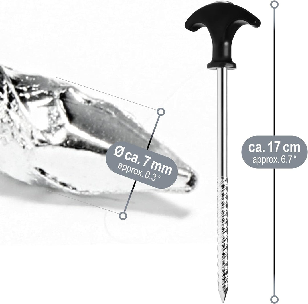 com-four® 12x Zelt-Heringe aus Stahl - robuste Erdnägel mit Gewinde für Camping und Outdoor - ideal