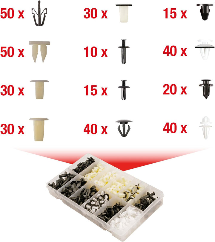KS Tools 420.0500 Befestigungs-Clip-Satz für Mitsubishi, 370-tlg.