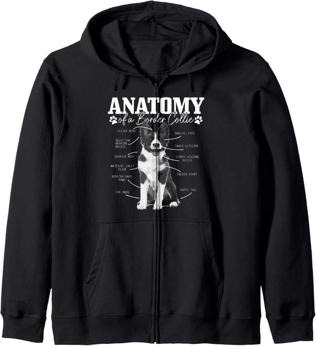 Border Collie Anatomie Lustiger süsser Hund Border Collie Mama Papa Kapuzenjacke