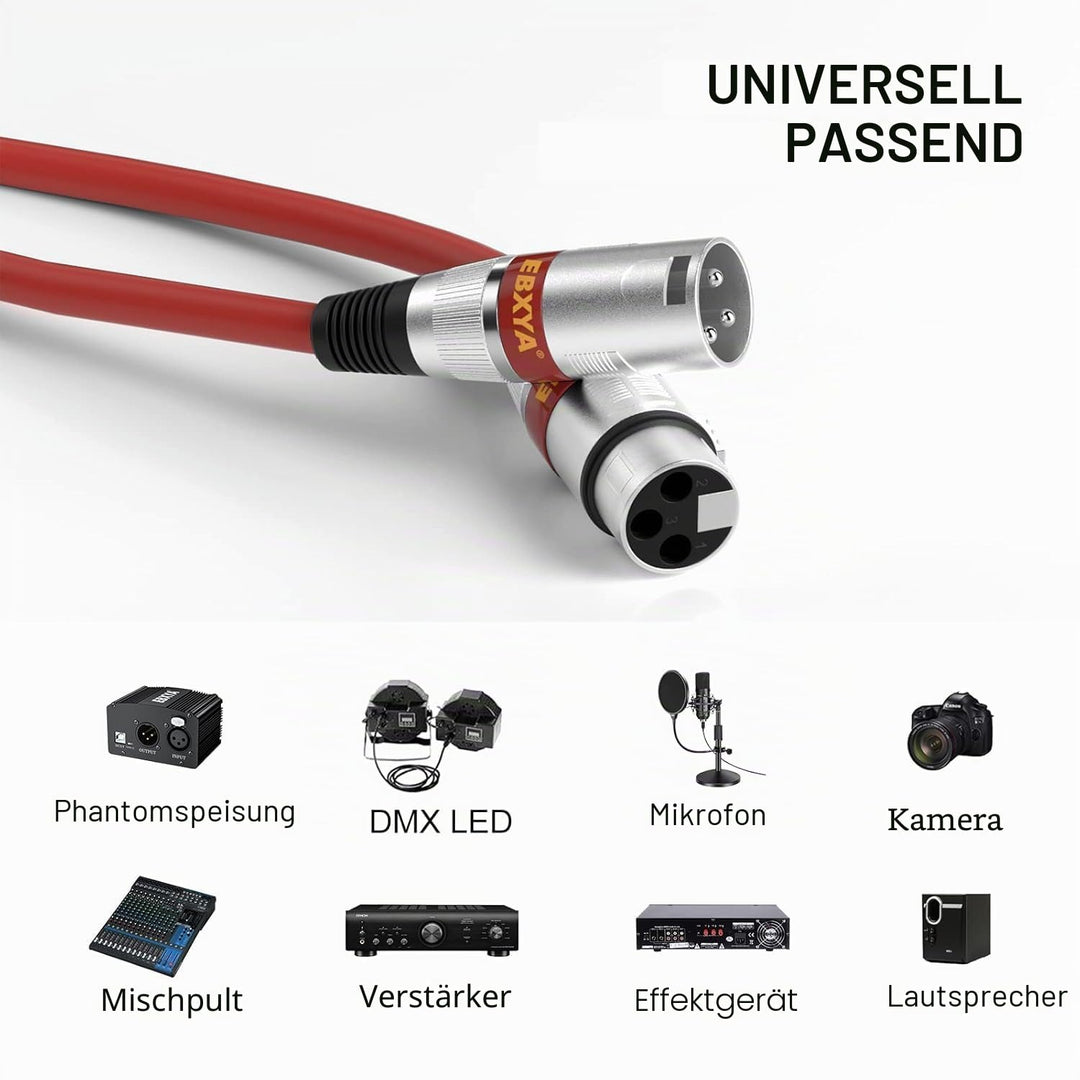 EBXYA XLR Kabel 2-Pack 15M - Symmetrisches Mikrofonkabel & DMX512 Patchkabel - Je 15m Stecker auf Bu