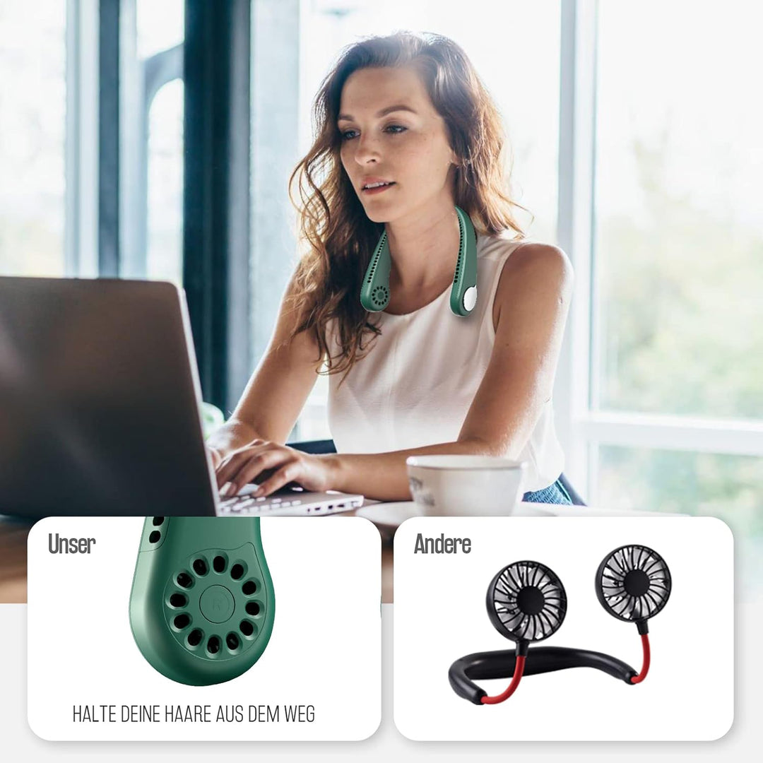 Tragbarer Nackenventilator USB mit 360° Luftstrom, Blattloser Halsventilatoren, Ventilator Zum Umhän