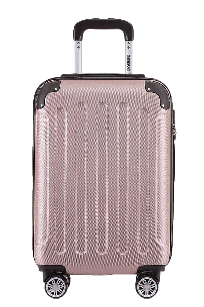 BEIBYE- Hartschalenkoffer Koffer Trolley Rollkoffer Reisekoffer Zahlenschloss 4 Zwilings-Rollen (Ros