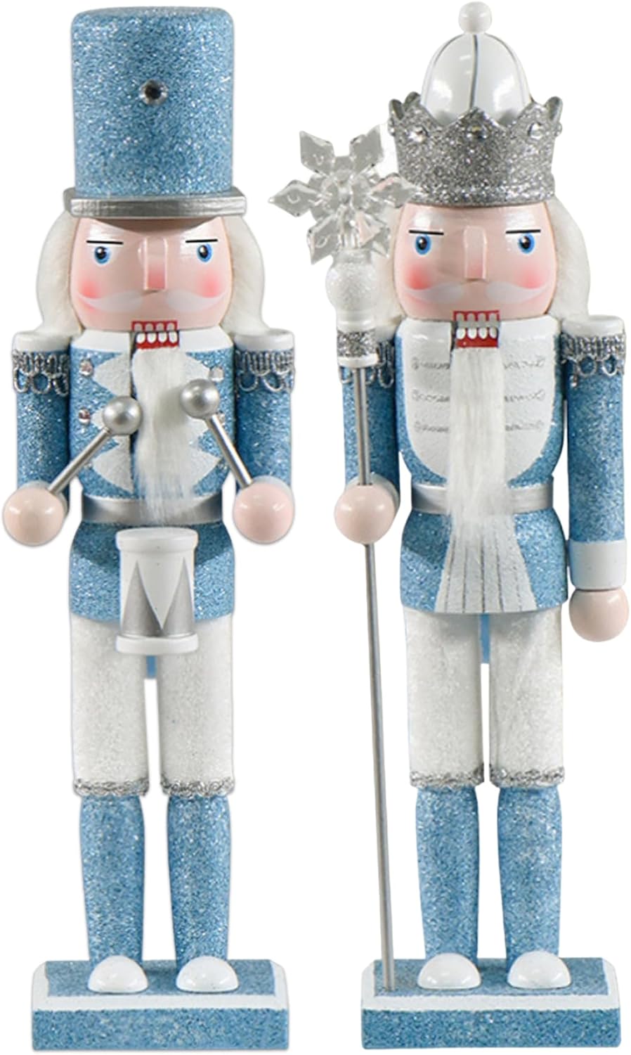 Nussknacker Weihnachtsdekor 12 Zoll Holz Nussknacker Soldat trommeln weisse und Blaue traditionelle