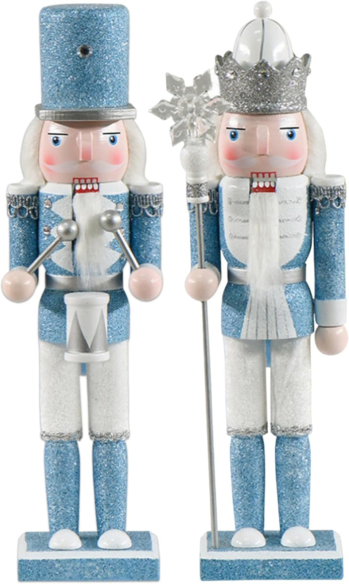 Nussknacker Weihnachtsdekor 12 Zoll Holz Nussknacker Soldat trommeln weisse und Blaue traditionelle