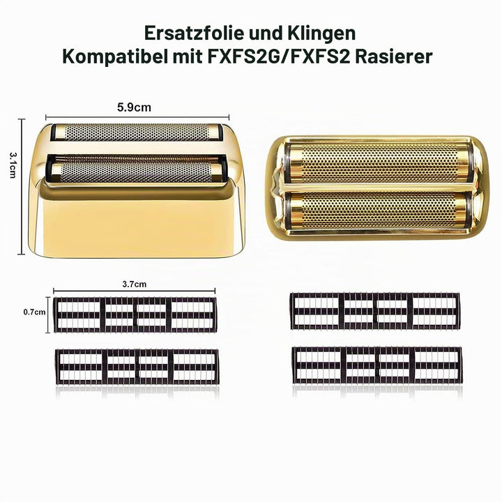 2 Stück Rasierersatzfolie und Klingen kompatibel mit BaBylissPRO Double FXFS2 Rasierer Metallfolie E