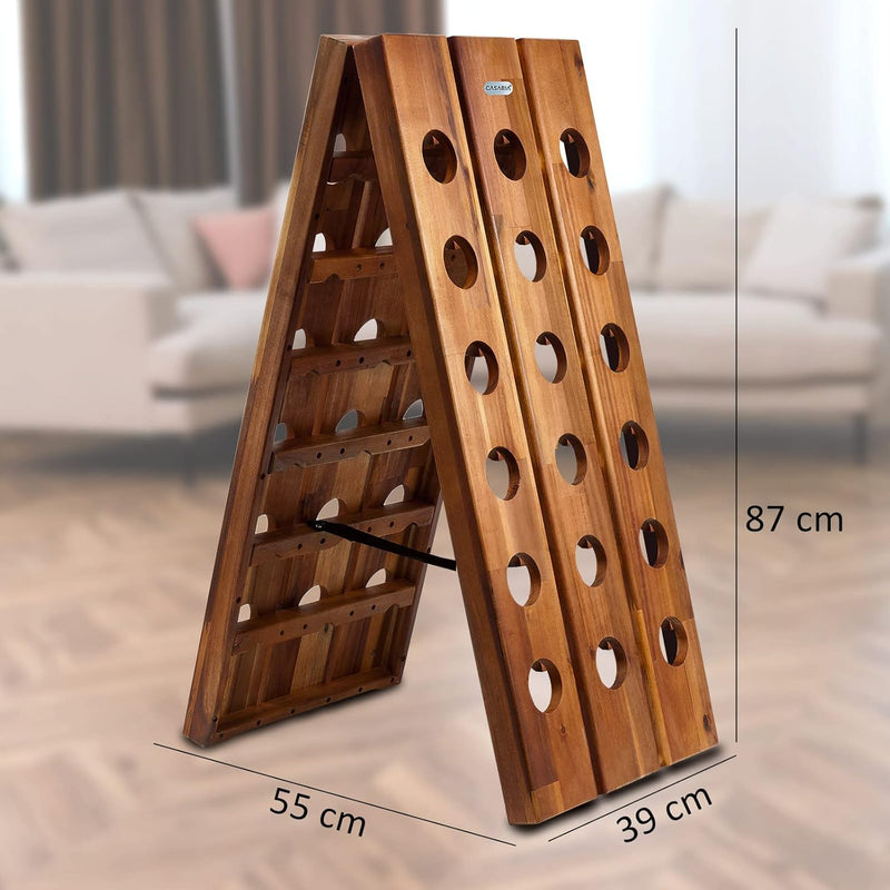 Casaria Weinregal für 36 Flaschen 87x 55x 39cm Akazien Holz Freistehend Klappbar Keller Küche Wohnzi
