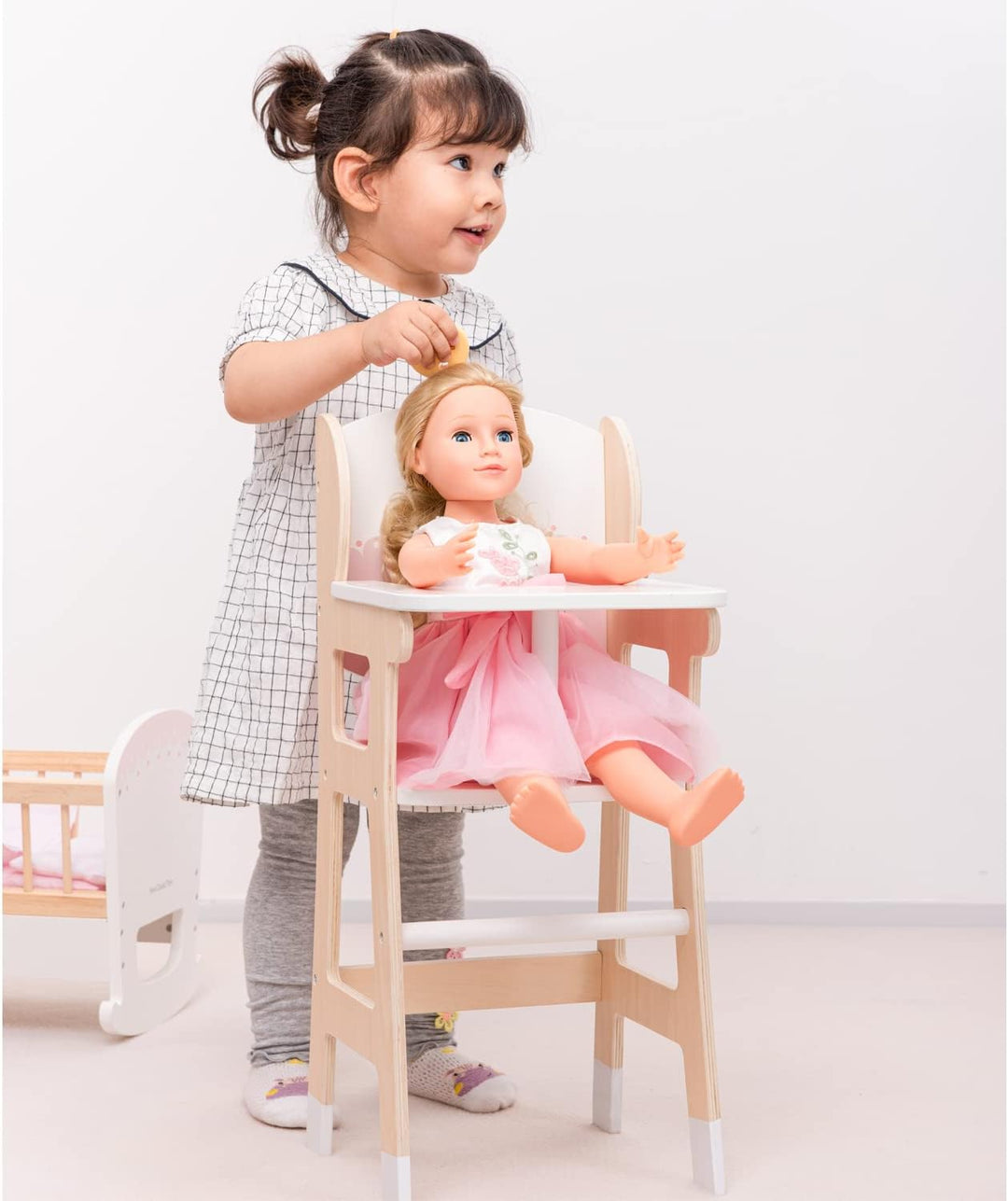 New Classic Toys 10775 Toys Puppenstuhl mit Bettwäsche, Multi Color, M, Puppenstuhl