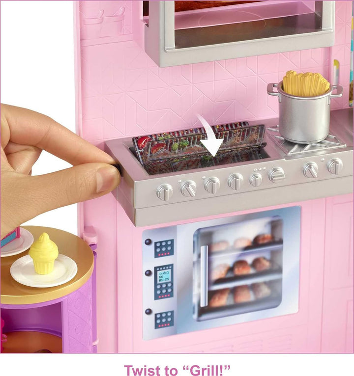 Barbie Cook 'n Grill Restaurant, 6 Spielbereiche, über 30 Teile, Licht- und Soundeffekte, Spielset k