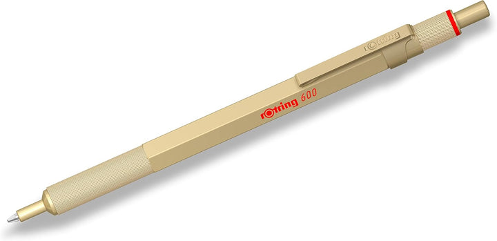 rOtring 600 Kugelschreiber | mittlere Spitze | Schwarze Tinte | Gold Schaft | nachfüllbar, 1 Stück (