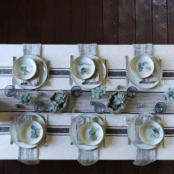 LinenMe Schwarze Leinentischdecke Provence 136x320cm 136 x 320 cm, 136 x 320 cm