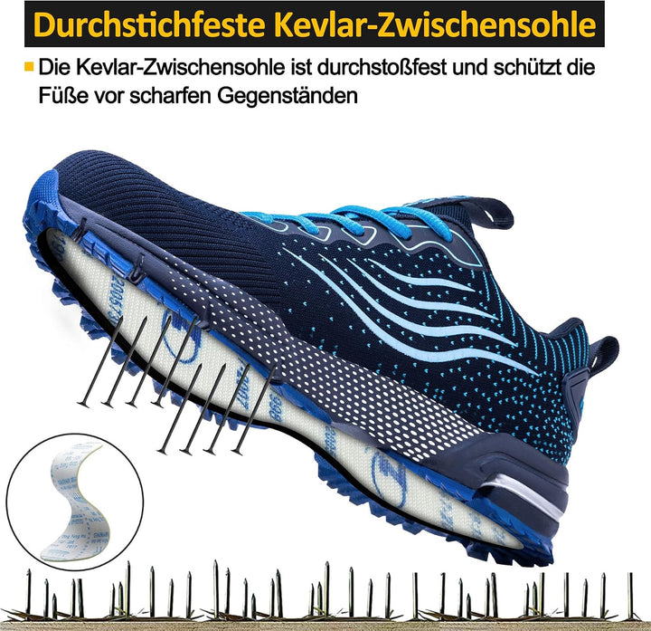 CYKYGGO Arbeitsschuhe Herren Sicherheitsschuhe Damen Leicht Sportlich Stahlkappe mit Dämpfung Stahlk