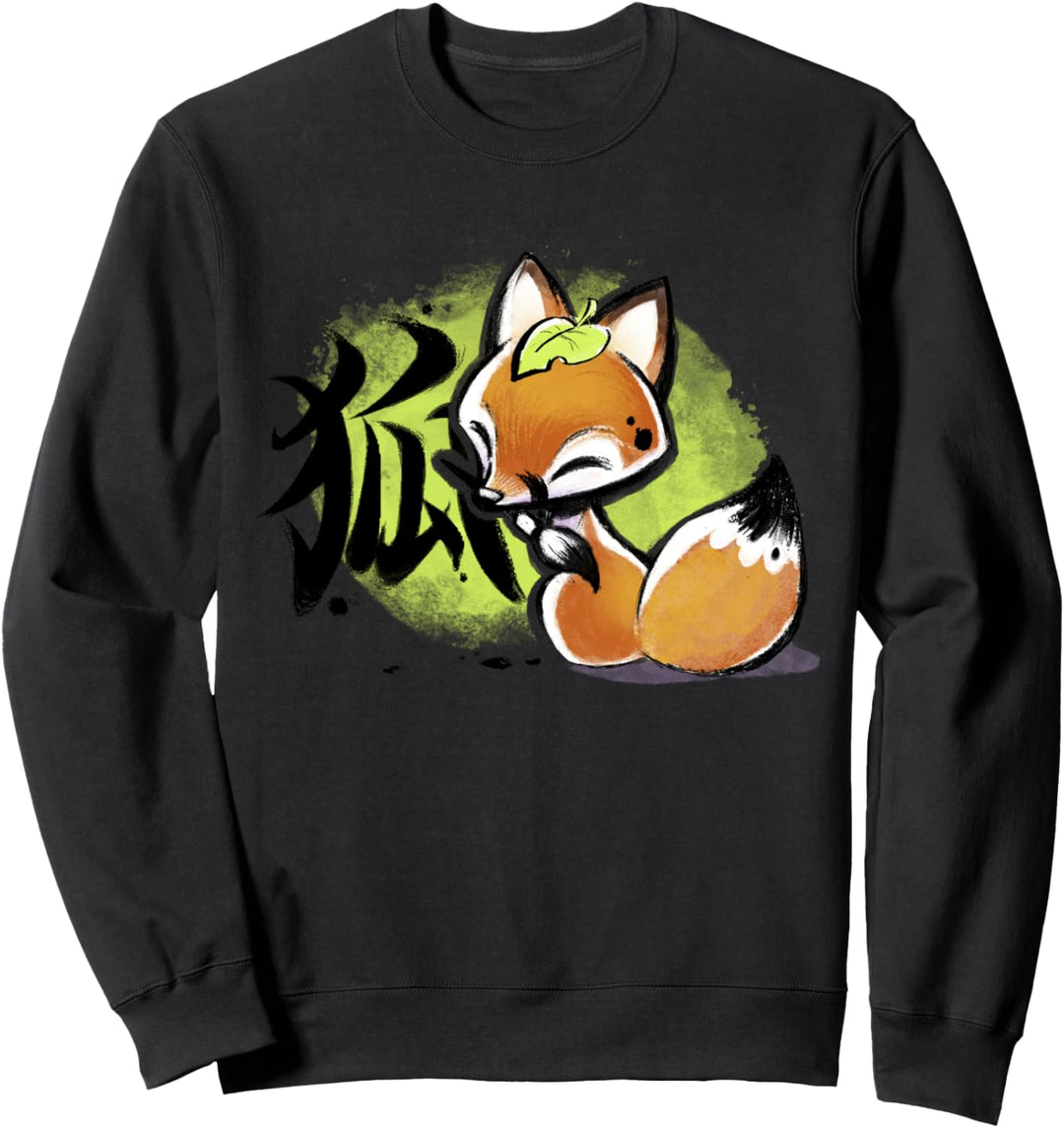 Niedlicher japanischer Fuchs - Kanji Kalligraphie Sweatshirt