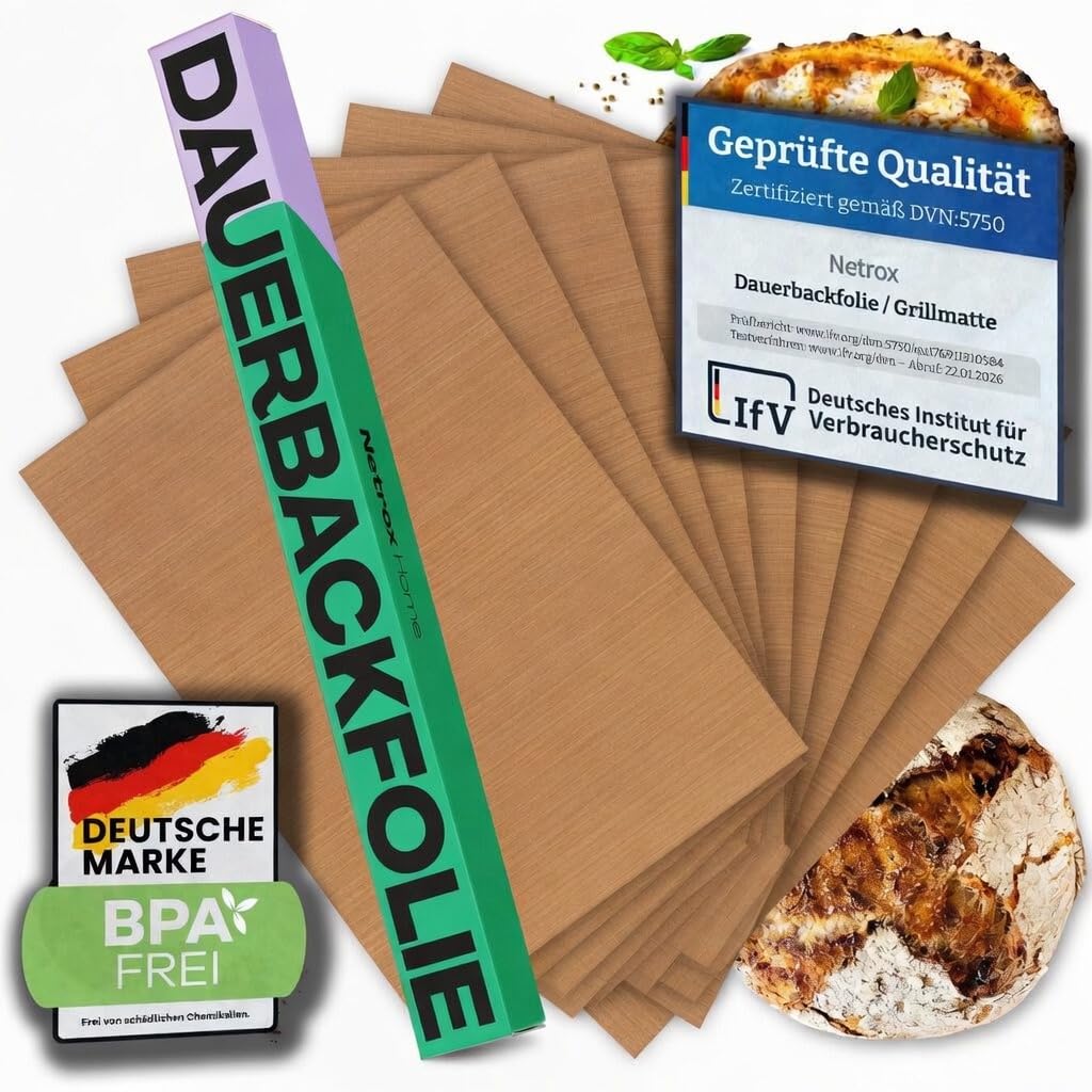 Netrox - Dauerbackfolie & Grillmatte (8er Set) für Backofen und Grill wiederverwendbar - extrem hitz