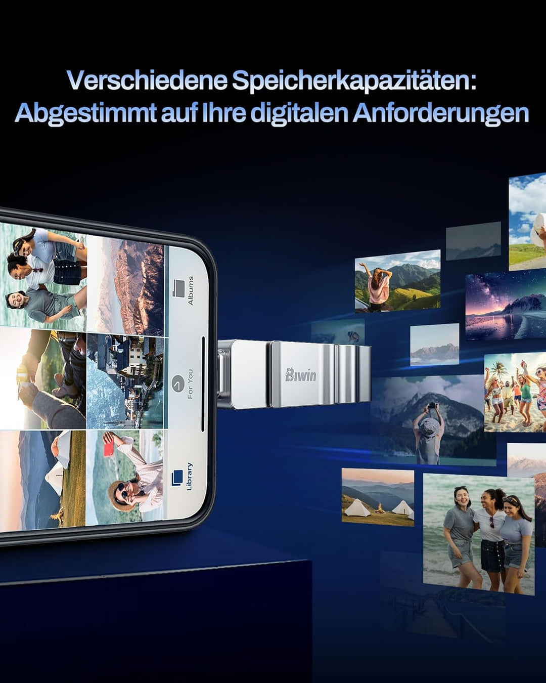 Biwin USB-Stick UD150 128GB USB 3.2 Gen1, bis zu 150 MB/s, mit Dual-Anschluss (Typ-A & Typ-C) für PC