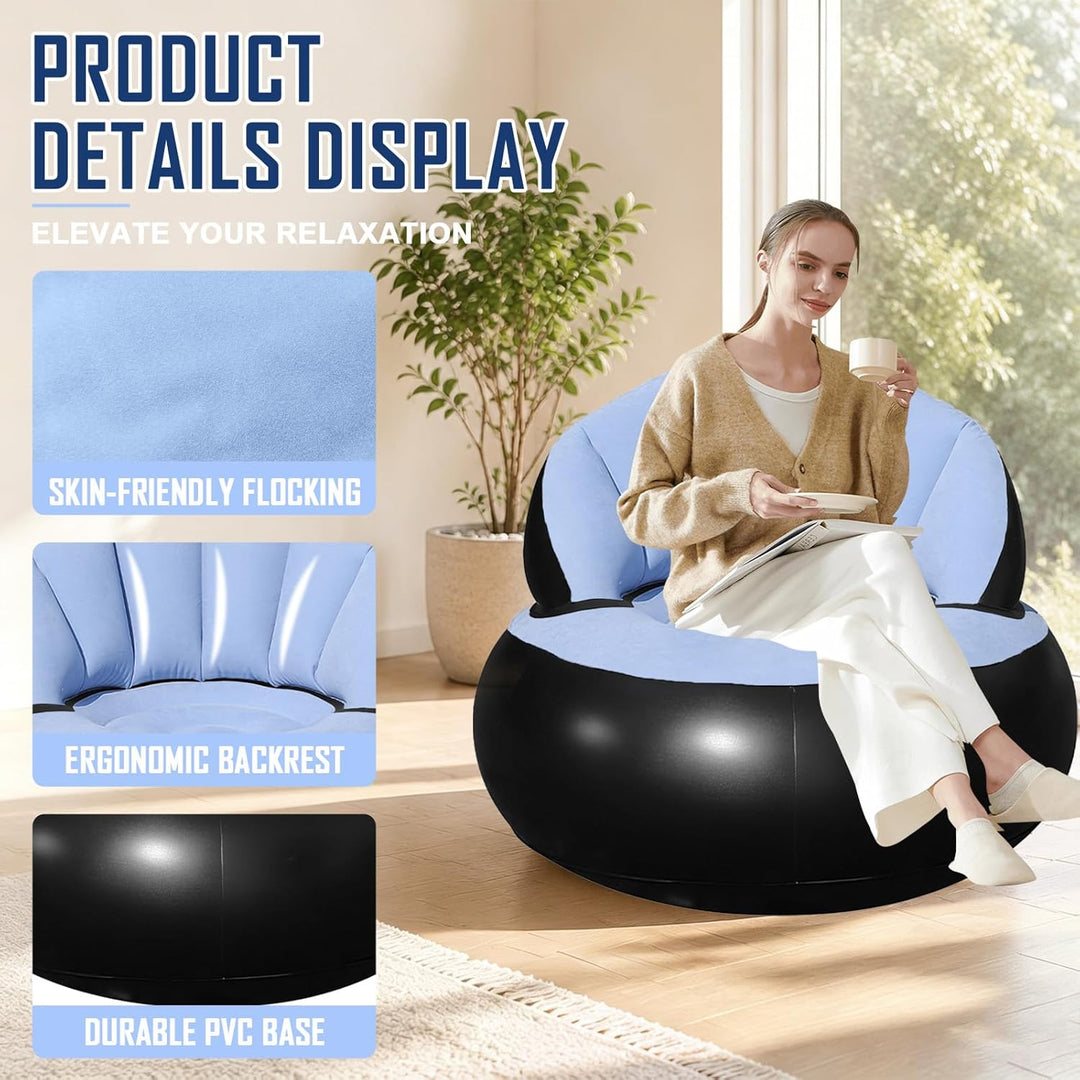 Aufblasbares Sofa, Wasserdichtes Aufblasbarer Sessel, Luftsofa mit Fusspumpe, Aufblasbare Couch mit