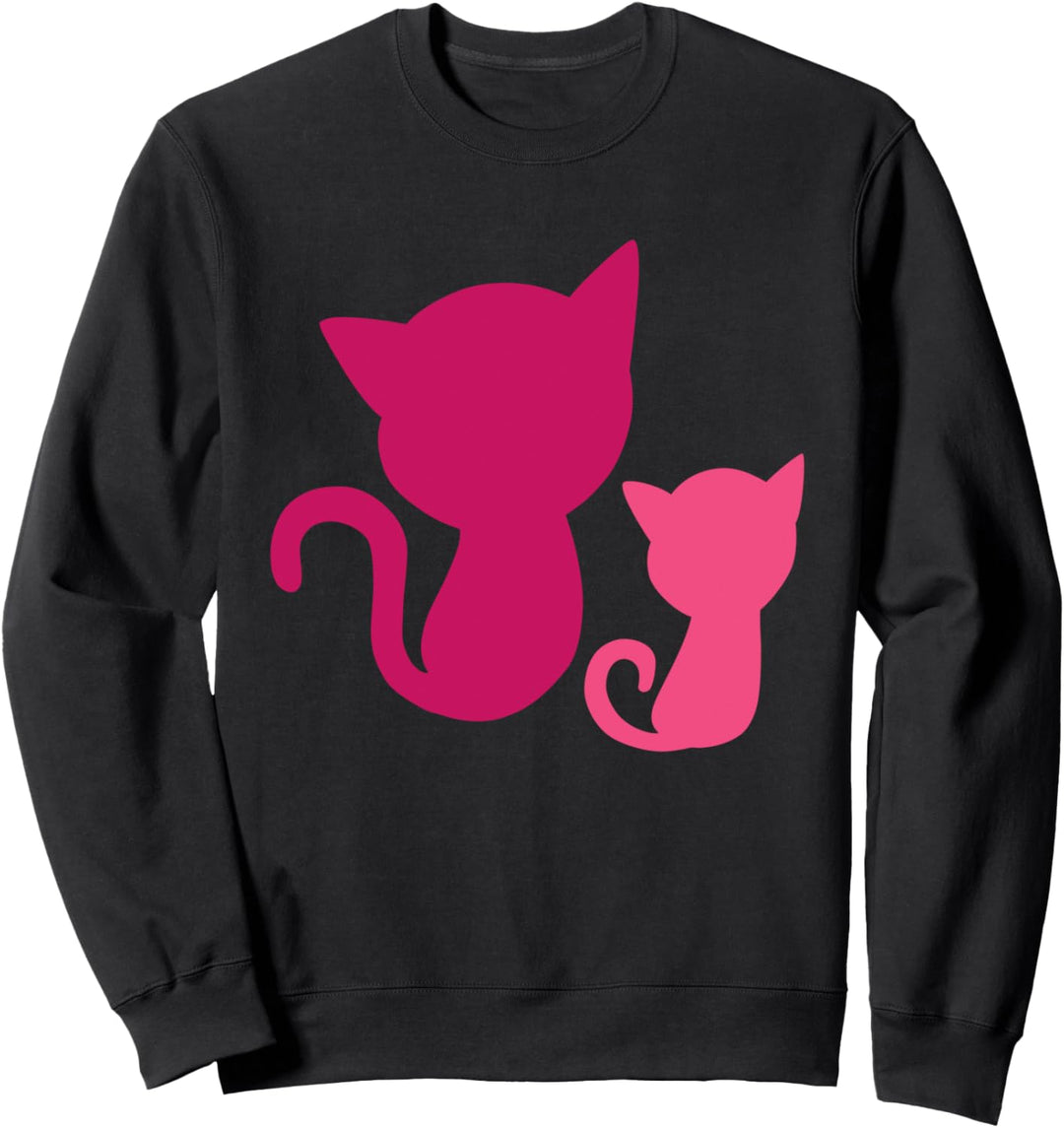 Niedliche pinke Katzen Mama mit Kätzchen Familien Geschenk Sweatshirt