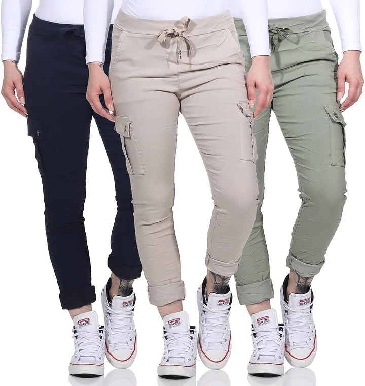 MATY FASHION Damen Hose Stretch Sweatpants aus Baumwolle Jogginghose Denim für Freizeit Boyfriend Ba