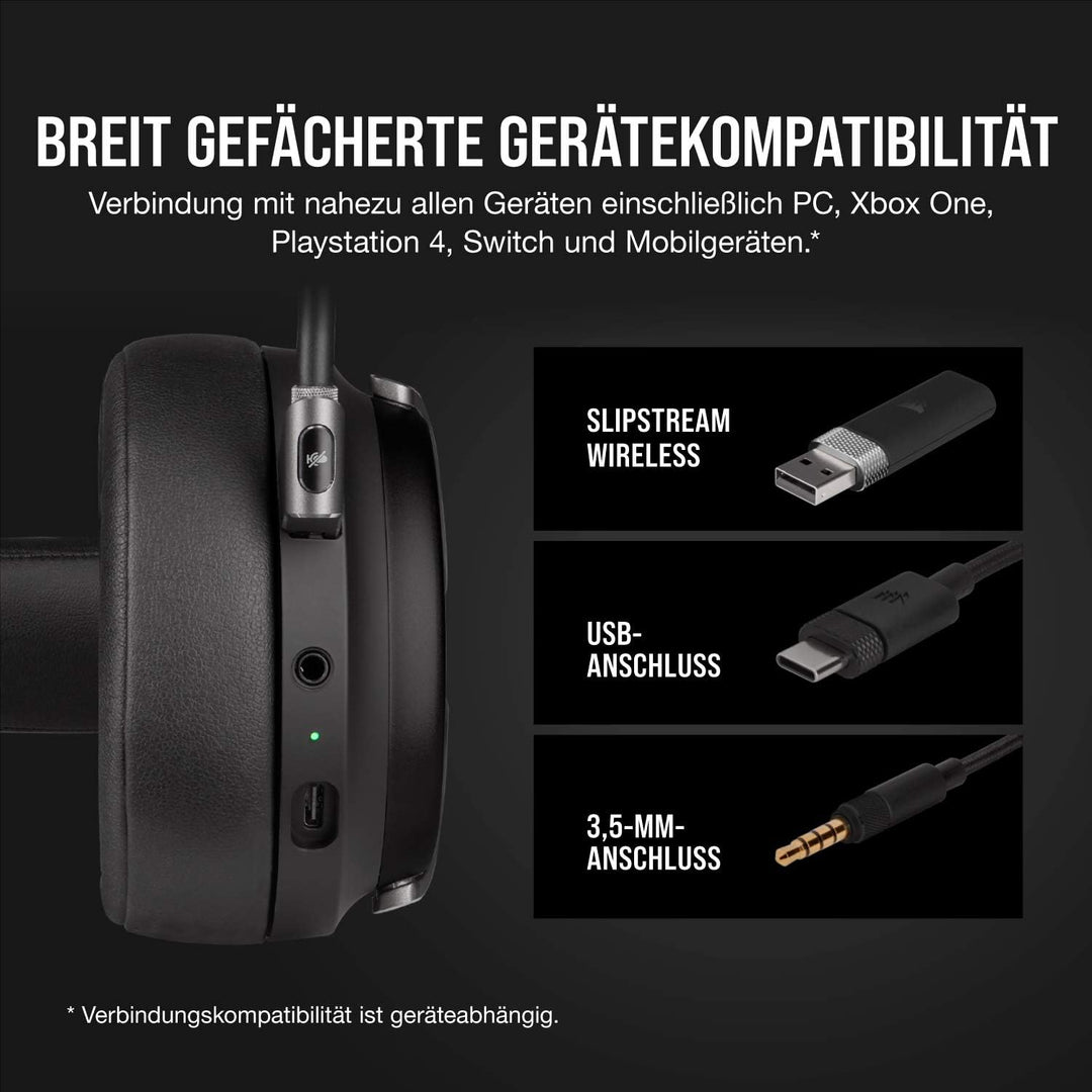 Corsair Virtuoso RGB Wireless High-Fidelity Gaming Headset (Slipstream Technologie, 7.1 Surround Sou