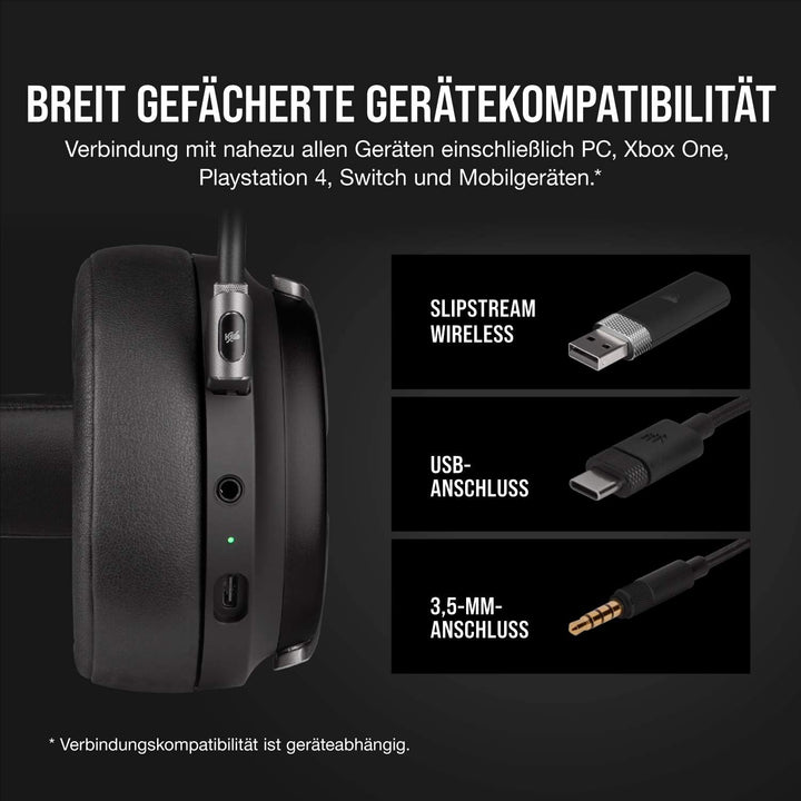 Corsair Virtuoso RGB Wireless High-Fidelity Gaming Headset (Slipstream Technologie, 7.1 Surround Sou