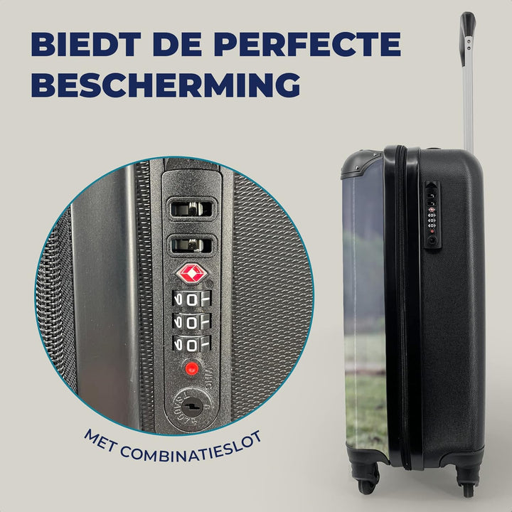 MuchoWow© Koffer Handgepäck Trolley Rollkoffer Kleine Reisekoffer mit 4 Rollen - Pferd - Licht - Mor