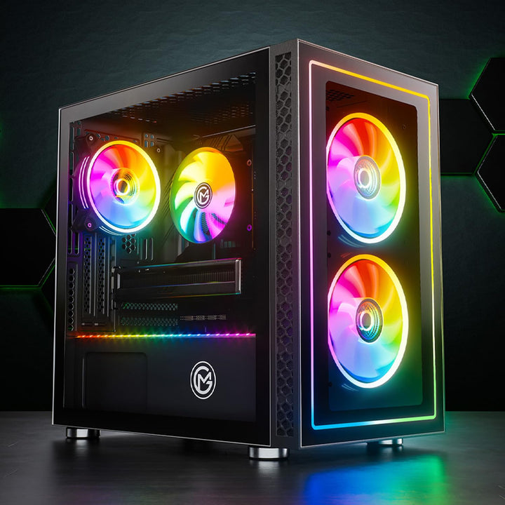 GameMachines Nova, mATX PC Gaming Gehäuse, inklusive 3 A-RGB Lüfter, Nova