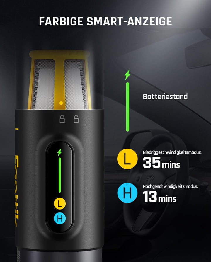 Fanttik Slim V10 Mix Kabelloser Auto-Staubsauger, 4-in-1 Handstaubgebläse, Smart-LED-Farbdisplay, 16