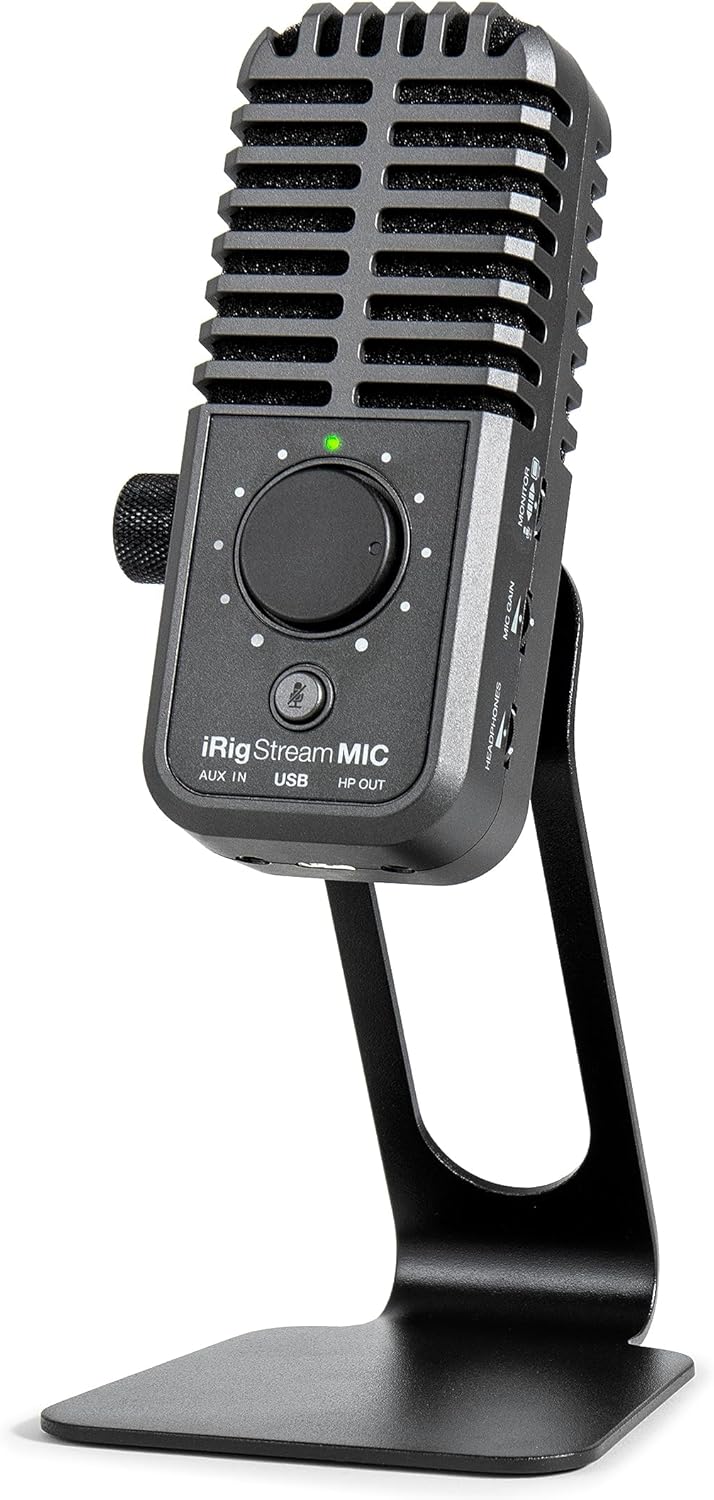 IK Multimedia iRig Stream Mic USB-C Kondensatormikrofon mit integrierter Audioschnittstelle -Podcast