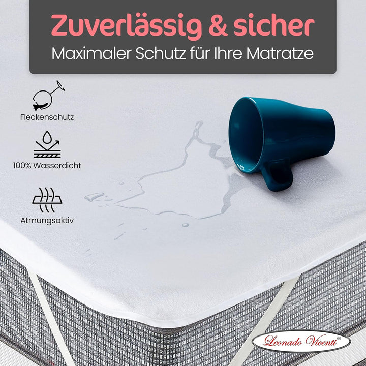 Leonado Vicenti Wasserdichter Matratzenschoner 160 x 200 cm, Atmungsaktive Matratzenauflage, Matratz