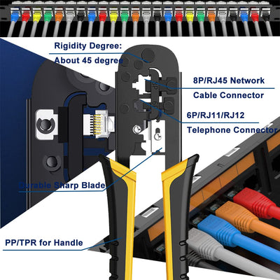 MAYLINEE Netzwerk werkzeug Set, RJ11 RJ45 Cat5 Cat6 Crimpzange Kit Kabeltester Reparatur werkzeuge,