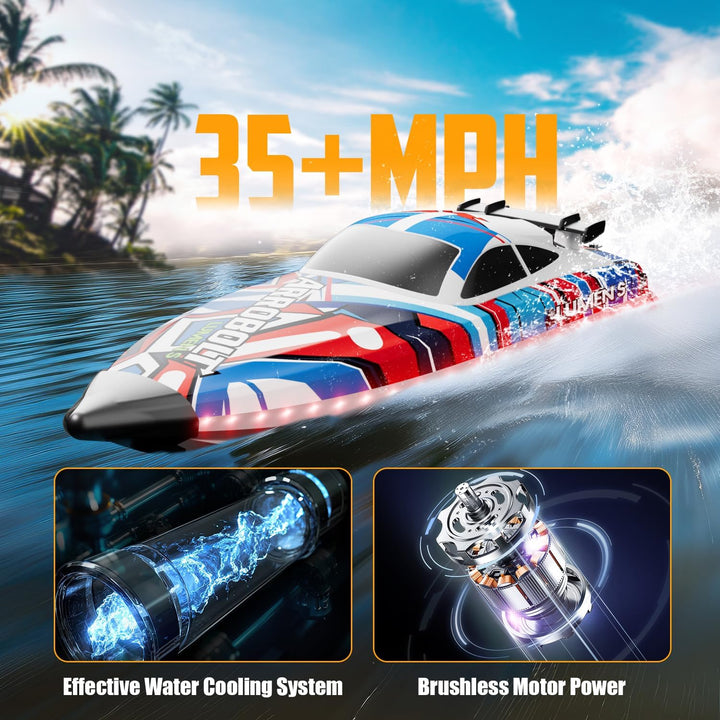 VOLANTEXRC Lumen S, Ferngesteuertes Boot für Pools und Seen, 45+ kmh RC Boot mit Alarmfunktion, 2,4-