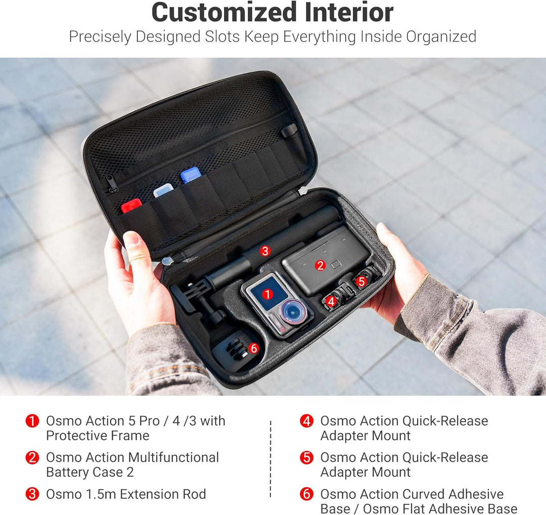 EVA Umhängetasche für DJI Osmo Action 5 Pro Tasche,Koffer für DJI Osmo Action 5 Pro/4/3 mit 3 Micro
