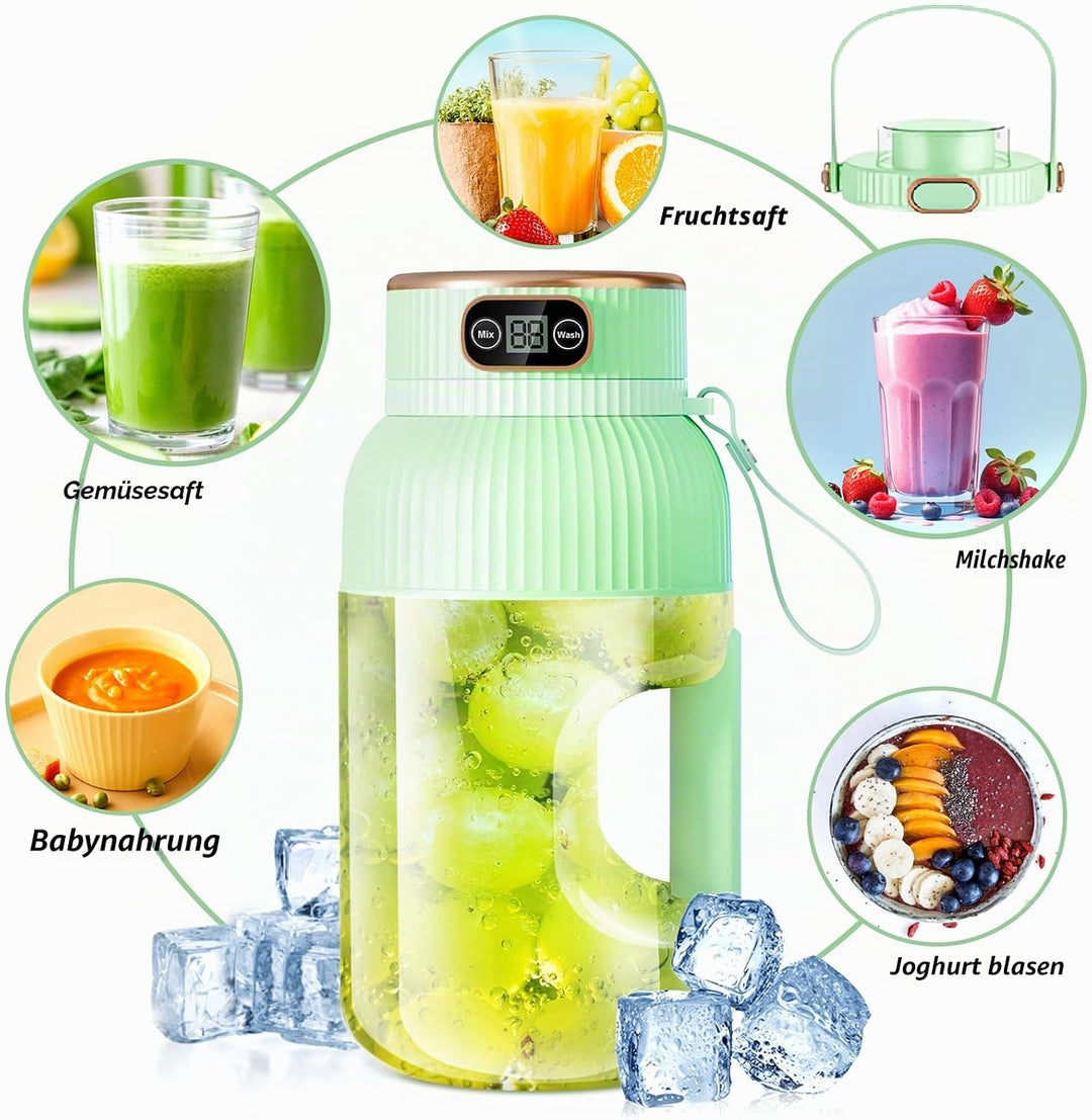 Fruchtsaftmaschine, Ice Cream-Maschine mit 1,2-Liter-Mischbehälter, eingebauter Batterie-Mixer mit 1