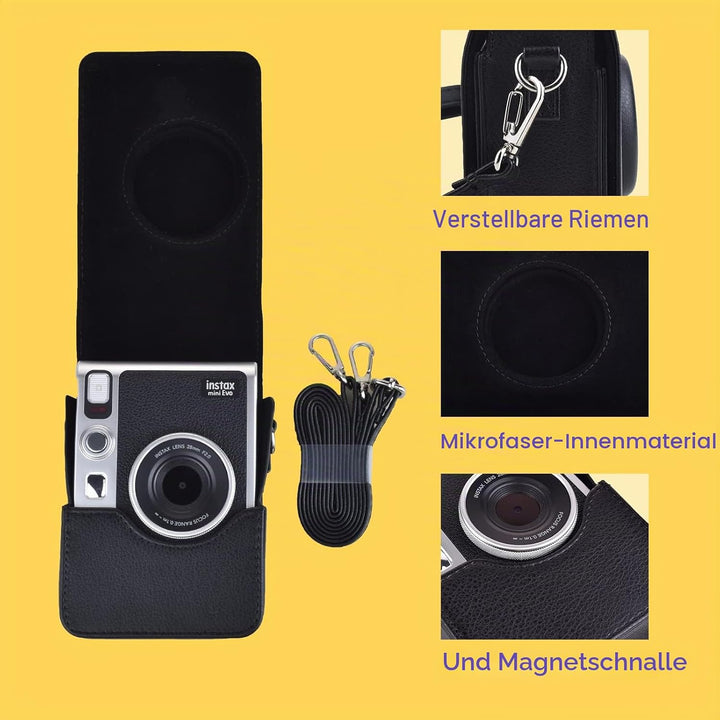 Rieibi Mini EVO Kameratasche, Vintage PU Leder Hülle Schutzhülle für Fujifilm Instax Mini EVO Sofort
