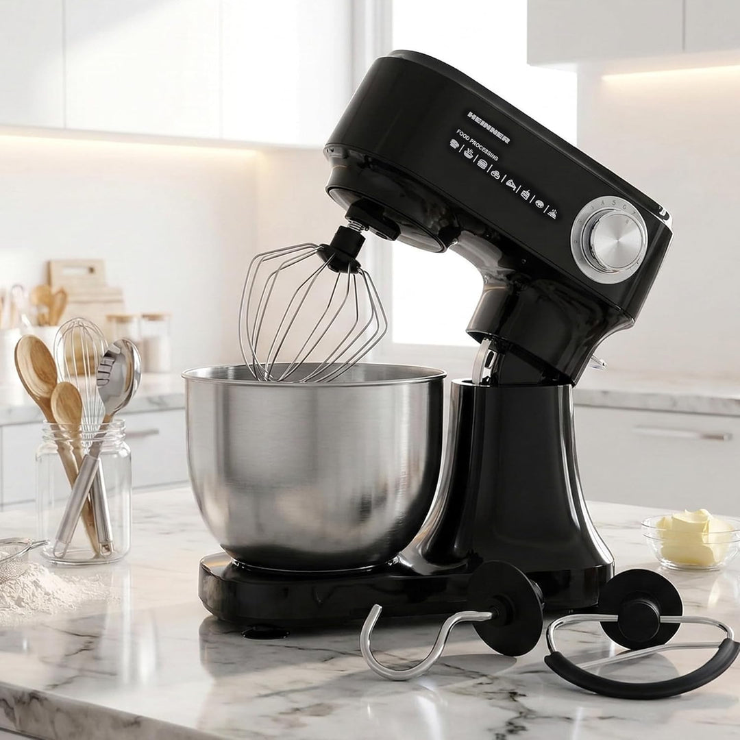 HPM-D750BK Stand Mixer – Planetary Mixing System, 750W Power, 5L Stainless Steel Bowl, 10 Speed Sett