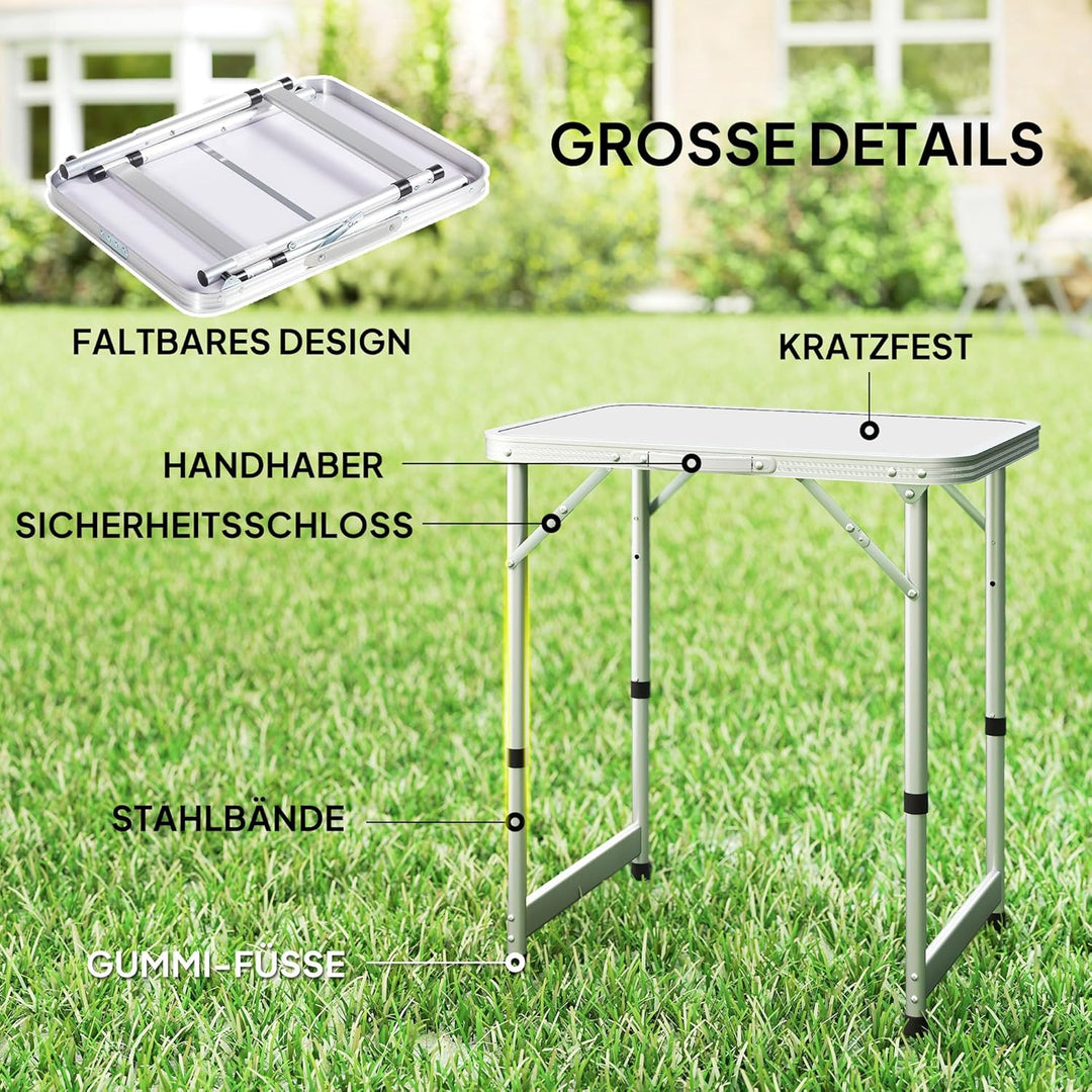 Outsunny Campingtisch Klapptisch Universaltisch Koffertisch Gartentisch Falttisch höhenverstellbar A