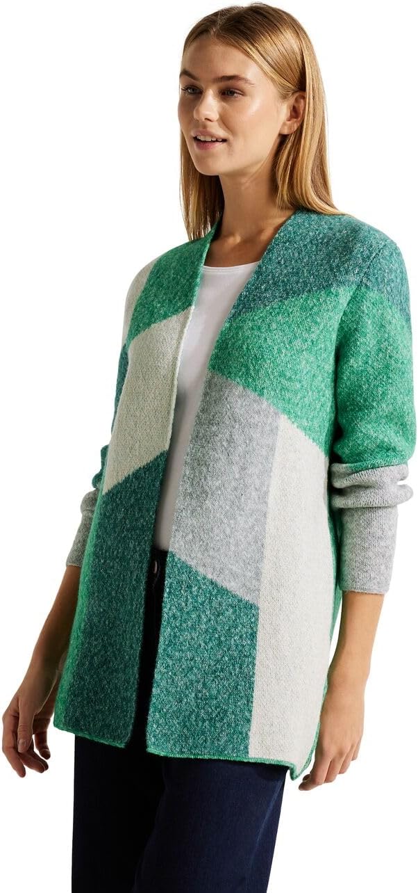 Cecil Damen Strickjacke Gemustert M Bright Green Melange, M Bright Green Melange