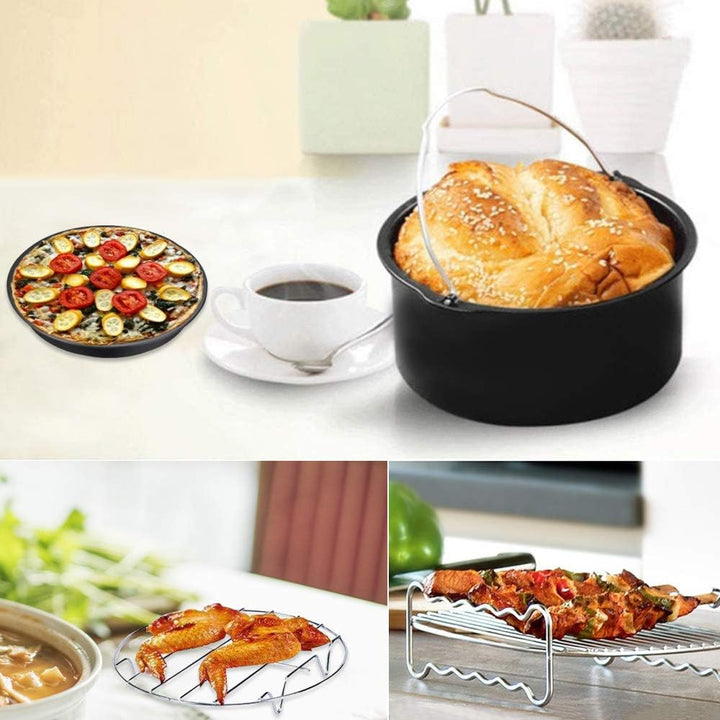 23CM Heissluftfritteuse Zubehör XL 10 Stück mit Cupcake-Pfanne, Pizzapfanne, Silikon-Backbecher, 100