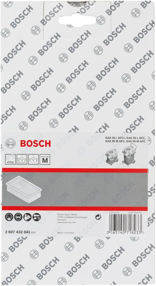 Bosch 1x Polytetraflourethylen-Flachfaltenfilter für GAS 35-55 (6150 cm², 240 x 140 x 56mm, Staubkla