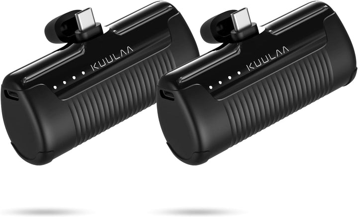 Kuulaa 2 Stück Power Bank USB C 4500mAh, Mini Externer Akku, Schnelles Aufladen Type C Powerbank ohn